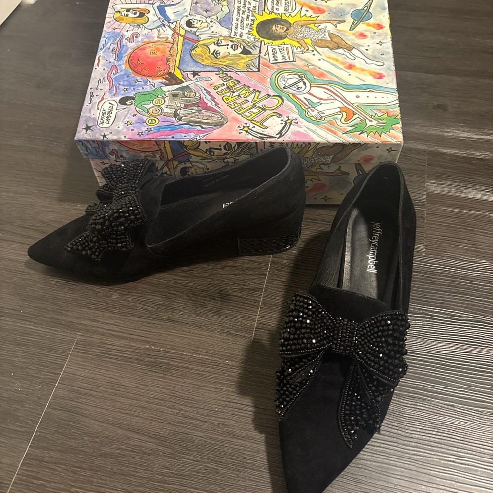 Jeffrey Campbell Black Glitter Flats